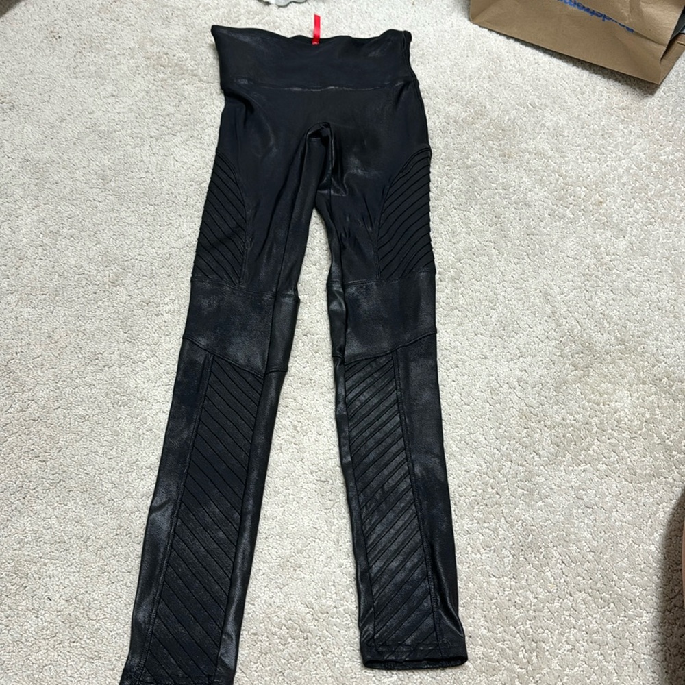 Spanx faux leather moto leggings